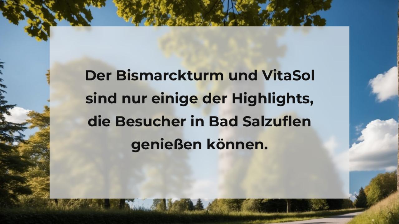 Der Bismarckturm und VitaSol sind nur einige der Highlights, die Besucher in Bad Salzuflen genießen können.