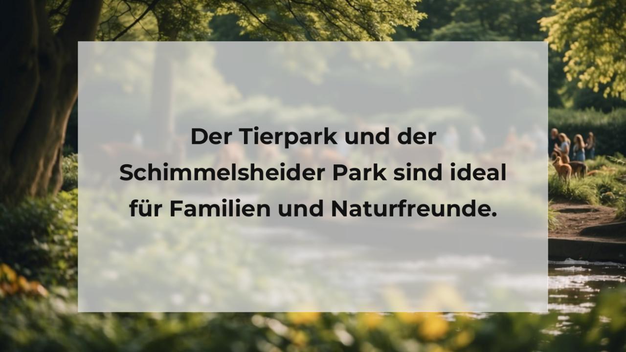 Der Tierpark und der Schimmelsheider Park sind ideal für Familien und Naturfreunde.