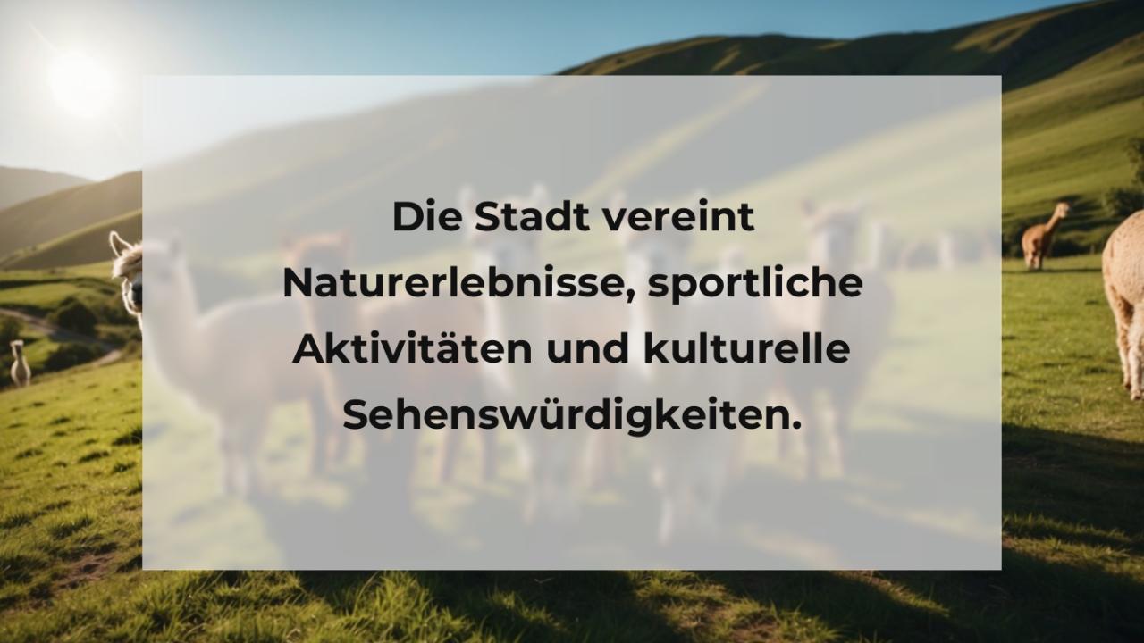 Die Stadt vereint Naturerlebnisse, sportliche Aktivitäten und kulturelle Sehenswürdigkeiten.