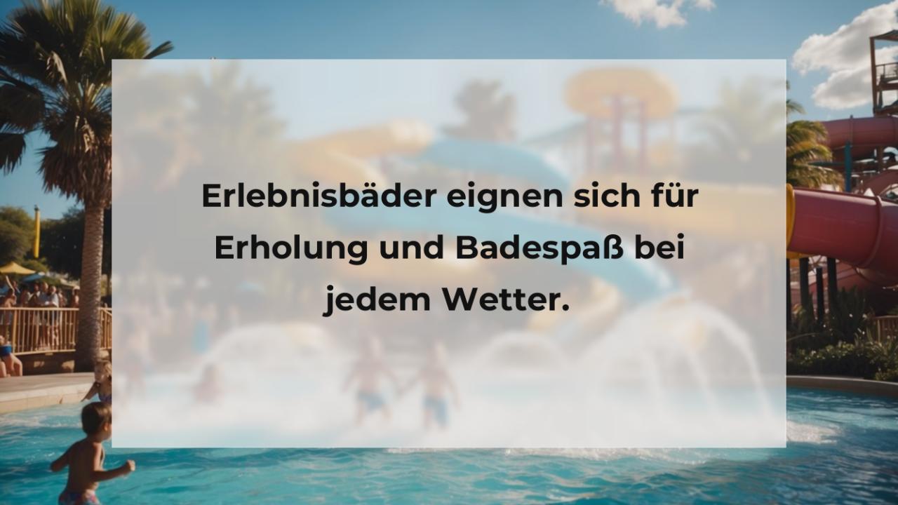 Erlebnisbäder eignen sich für Erholung und Badespaß bei jedem Wetter.