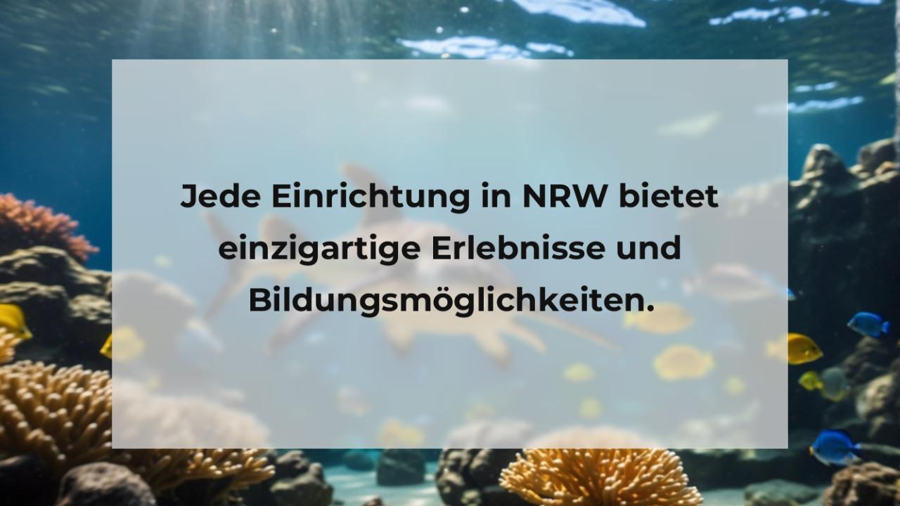 Jede Einrichtung in NRW bietet einzigartige Erlebnisse und Bildungsmöglichkeiten.