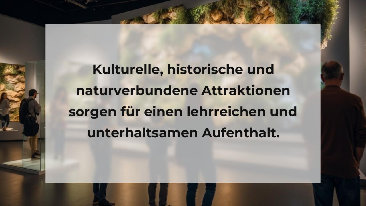 Kulturelle, historische und naturverbundene Attraktionen sorgen für einen lehrreichen und unterhaltsamen Aufenthalt.